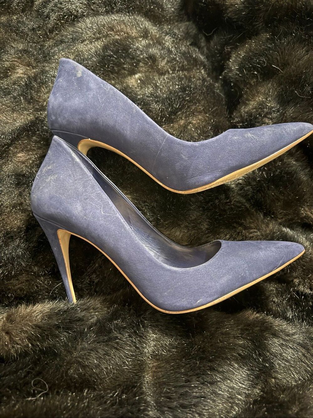 Aldo blue velvet pointy toe high heels shoes size 11 party